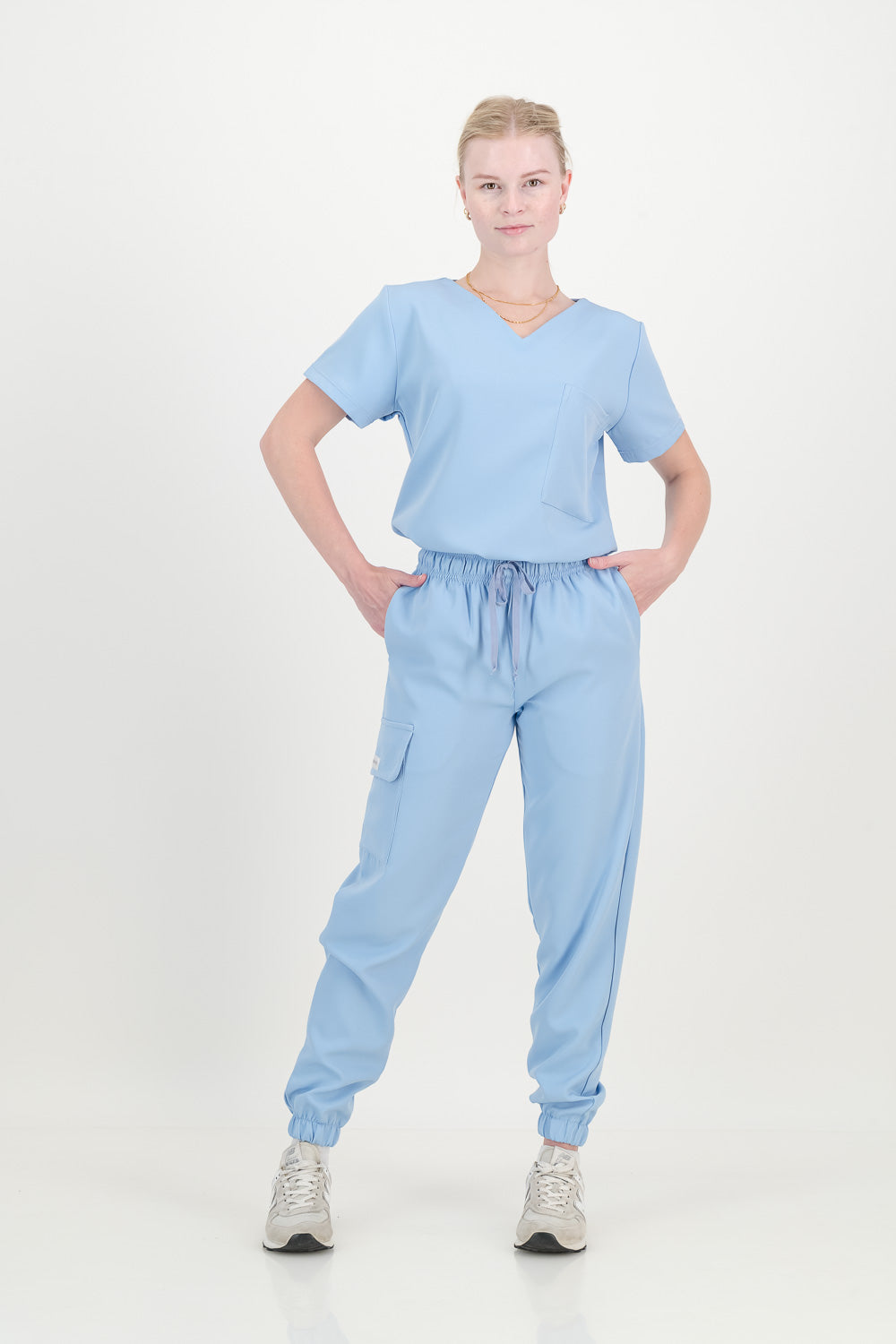 Women's Sky Blue Scrub Top - V-Neck