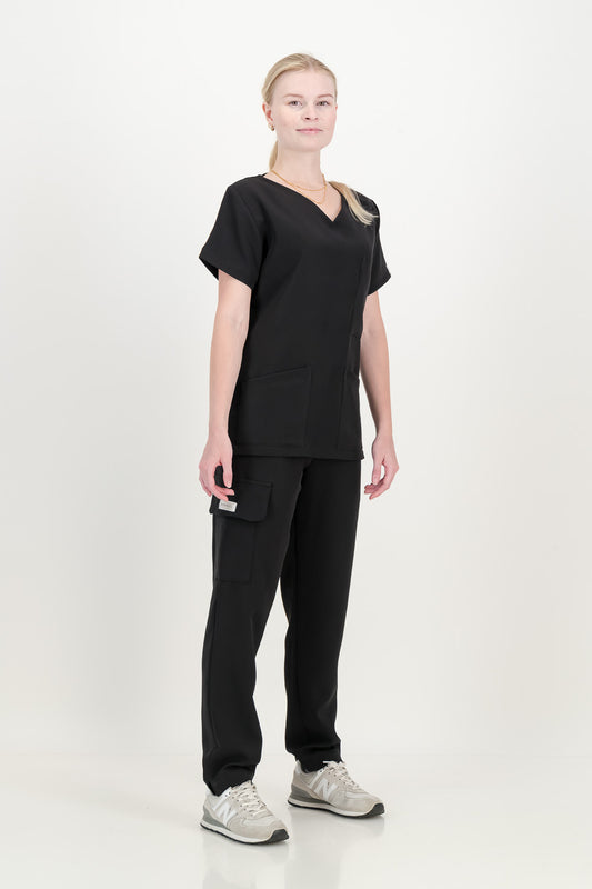 Women's Jet Black Scrub Set