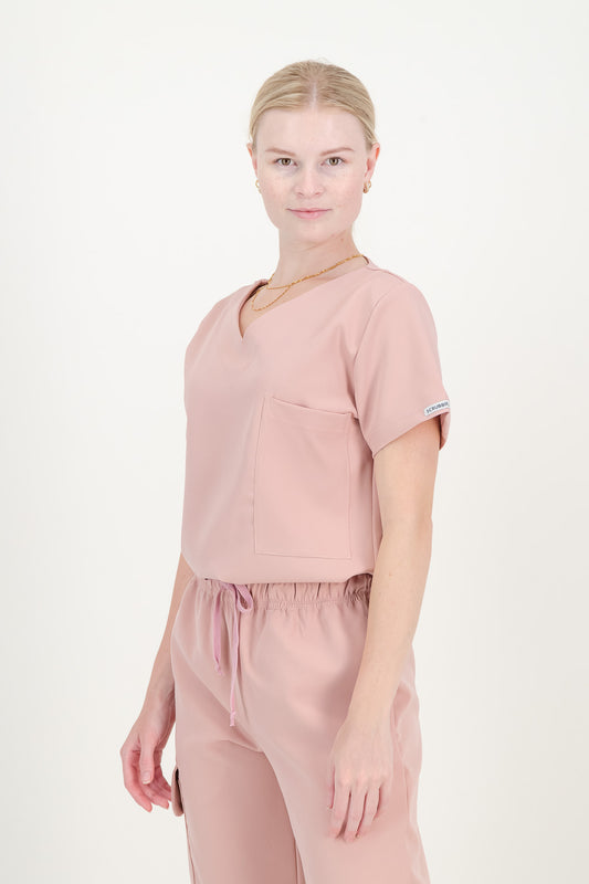 Women's Dusty Pink Scrub Top - V-Neck