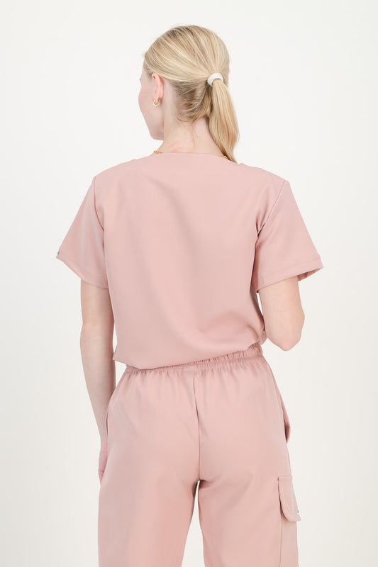 Women's Dusty Pink Scrub Top - V-Neck