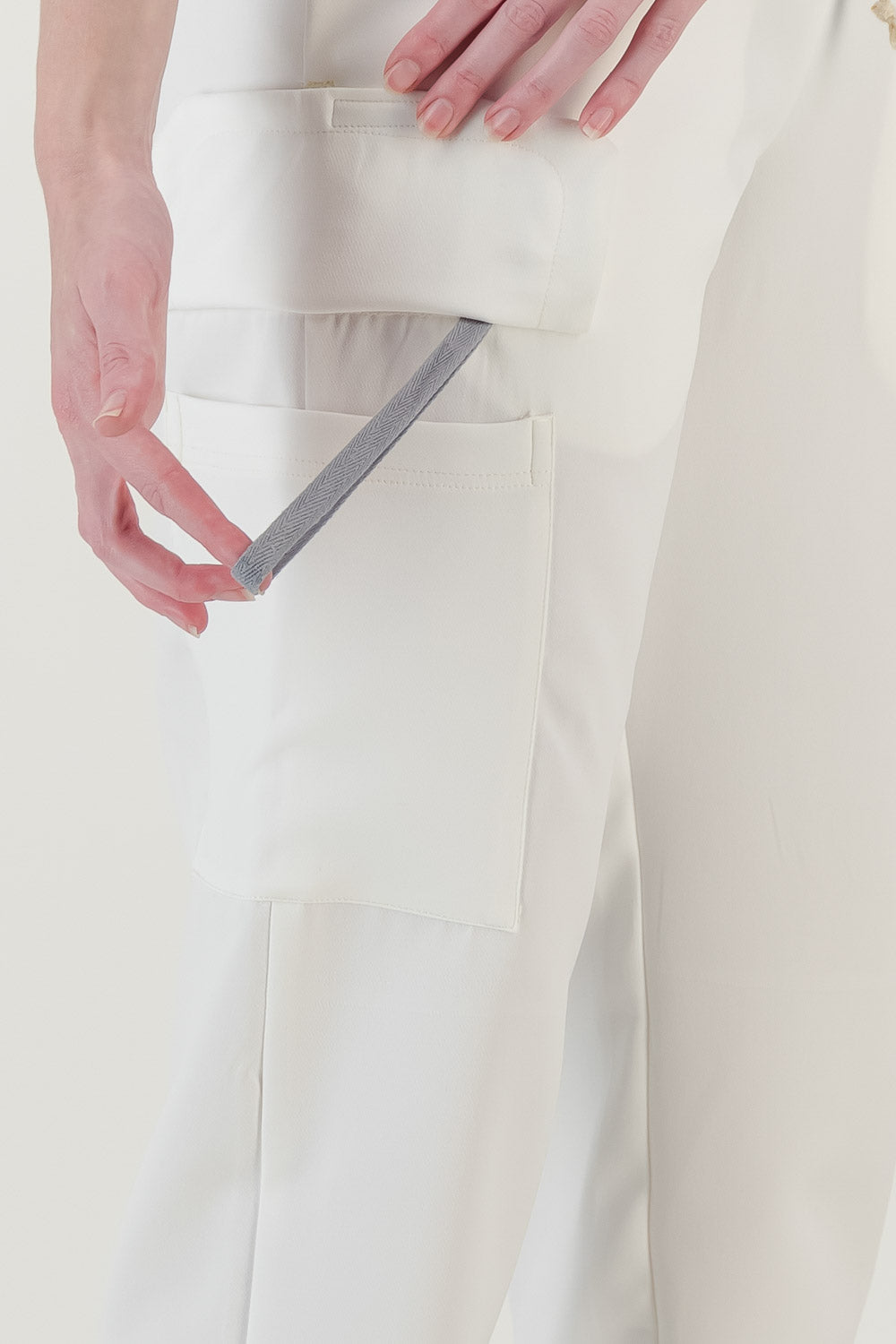 Women's Soft White Scrub Pants - Straight Fit