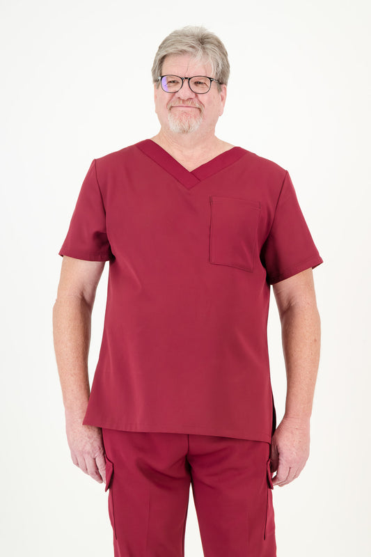 Men's Merlot Red Scrub Set