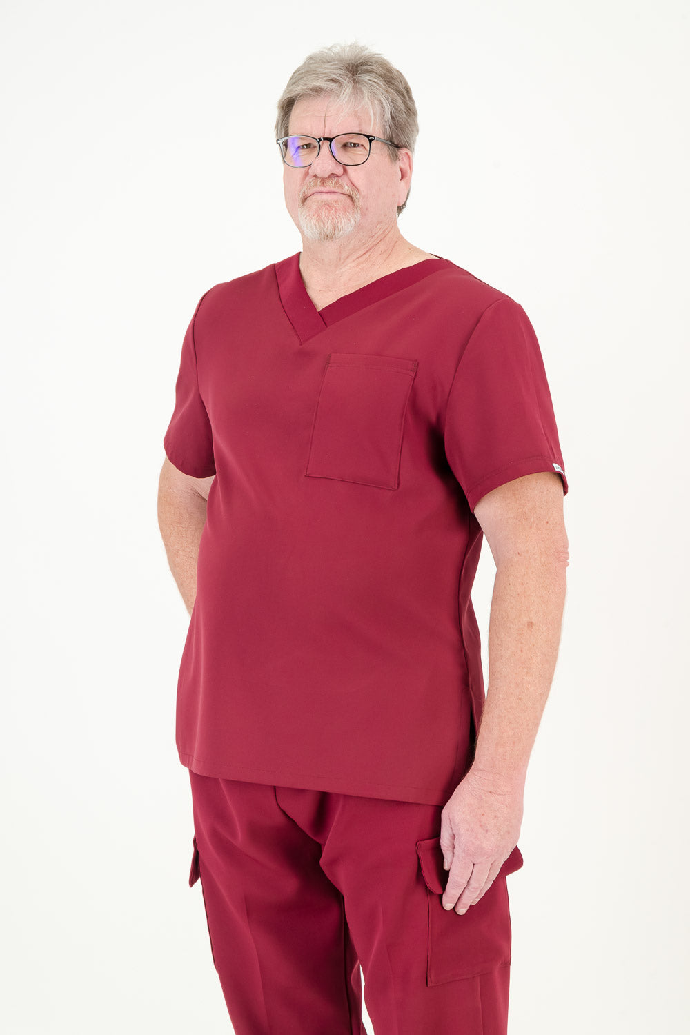 Men's Merlot Red Scrub Set
