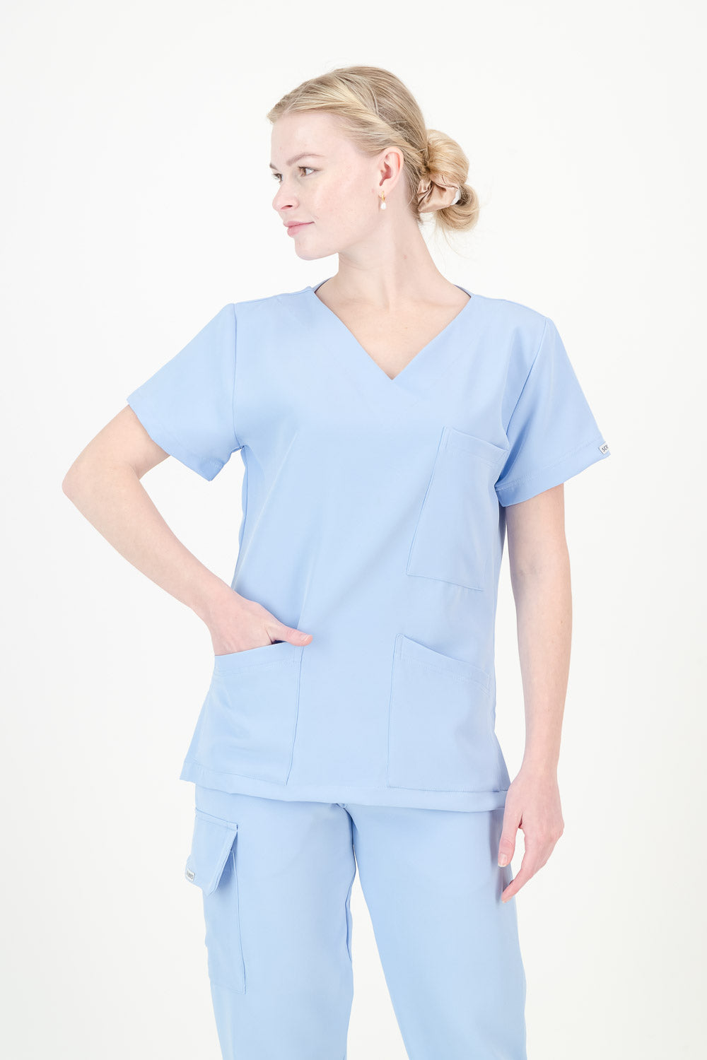 Women's Sky Blue Scrub Top - V-Neck