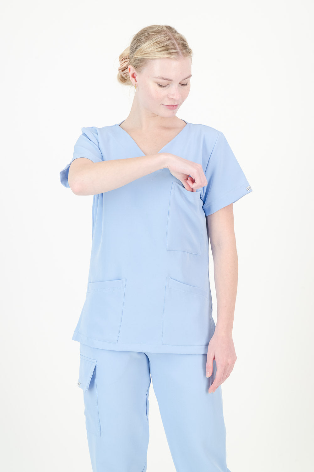 Women's Sky Blue Scrub Top - V-Neck