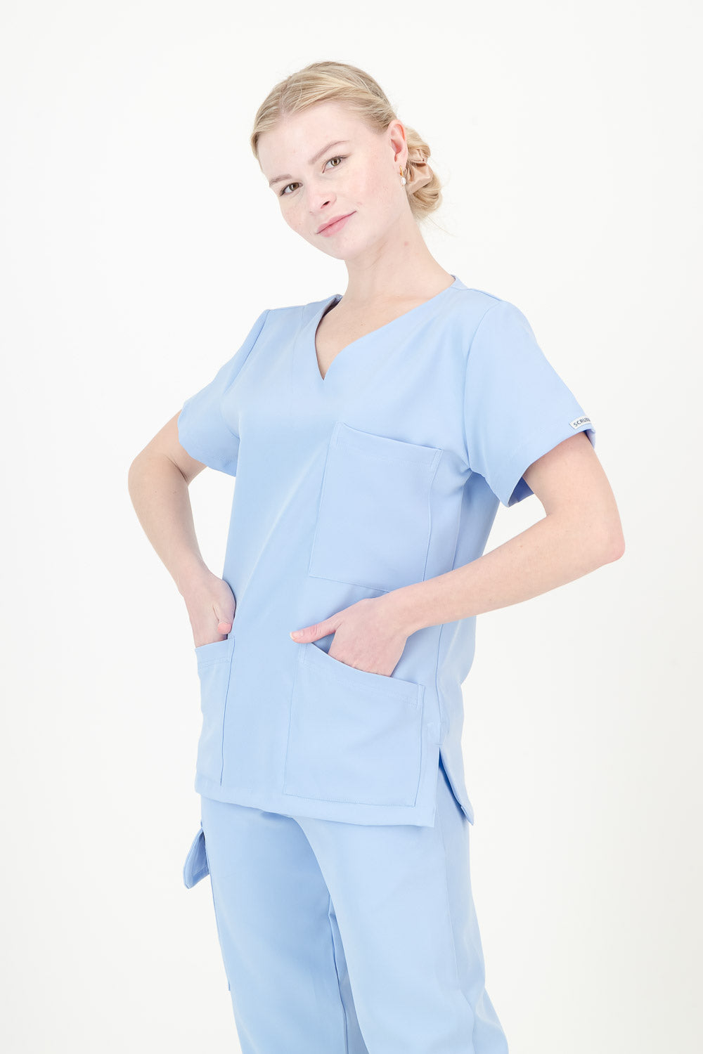 Women's Sky Blue Scrub Top - V-Neck