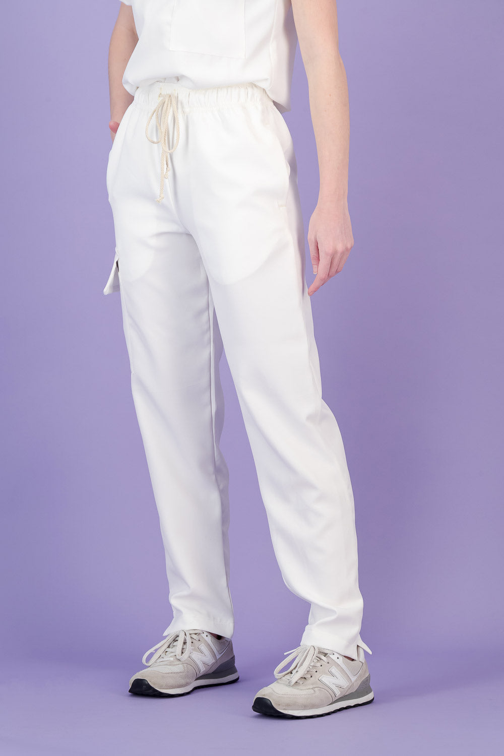 Women's Soft White Scrub Pants - Straight Fit
