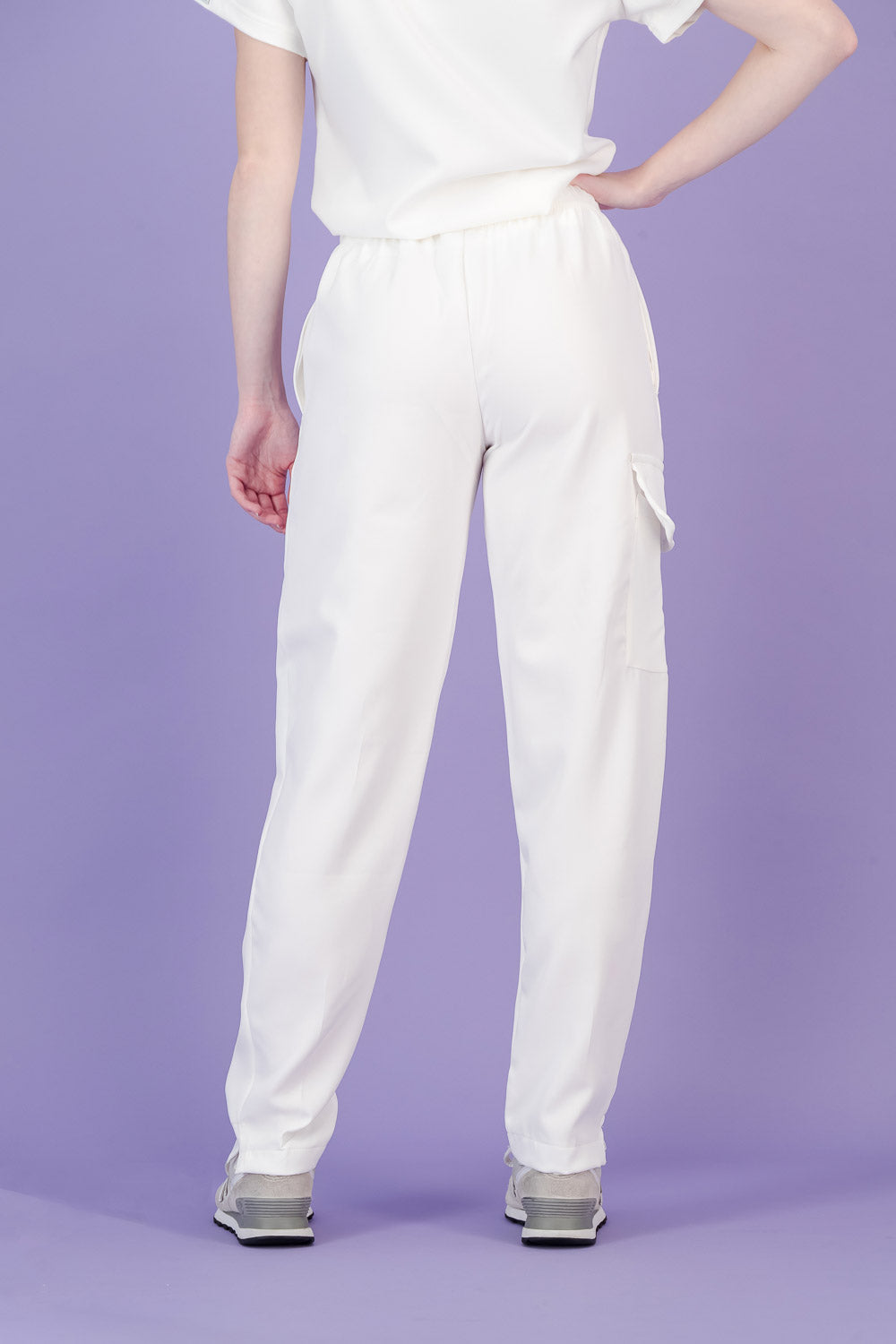 Women's Soft White Scrub Pants - Straight Fit