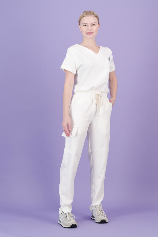 Women's Soft White Scrub Set