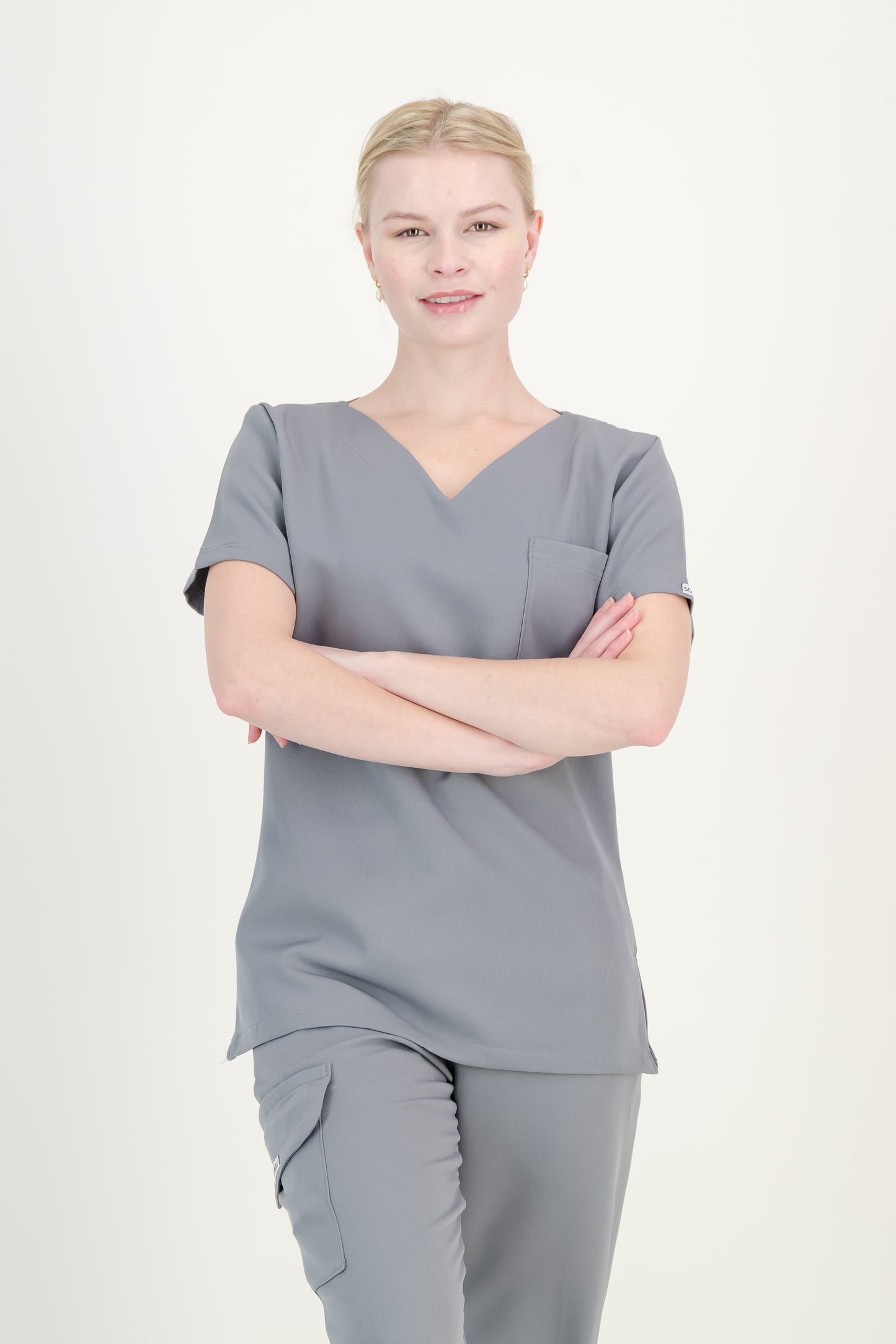 Women's Granite Grey Scrub Top - V-Neck