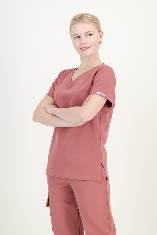 Women's Rose Pink Scrub Top - V-Neck