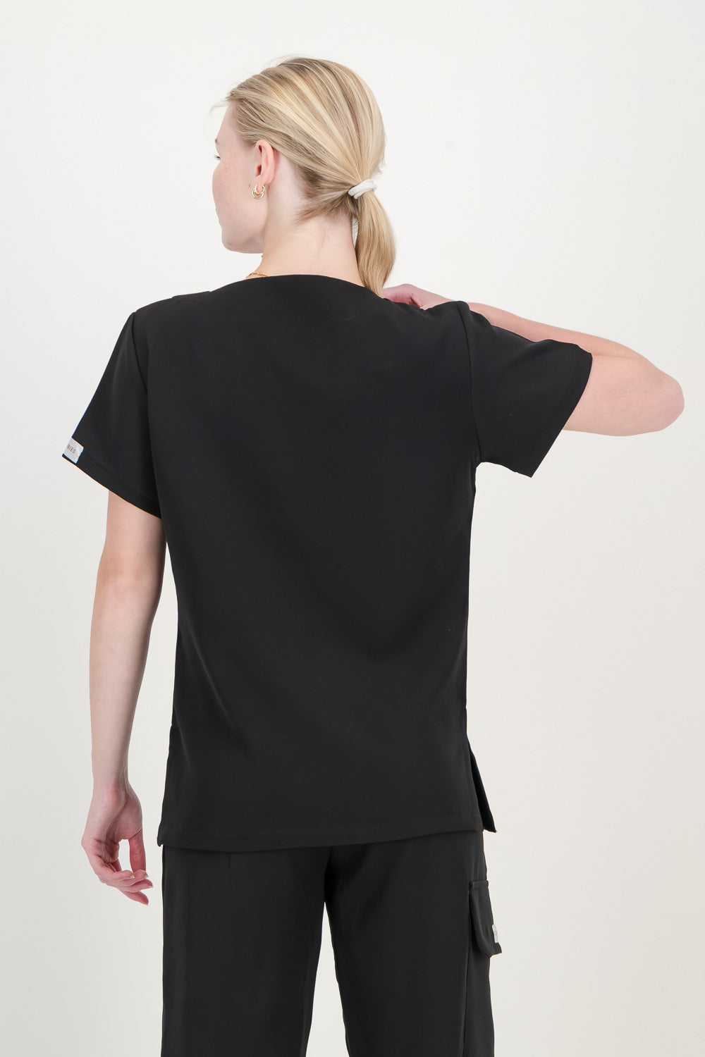 Women's Jet Black Scrub Top - V-Neck