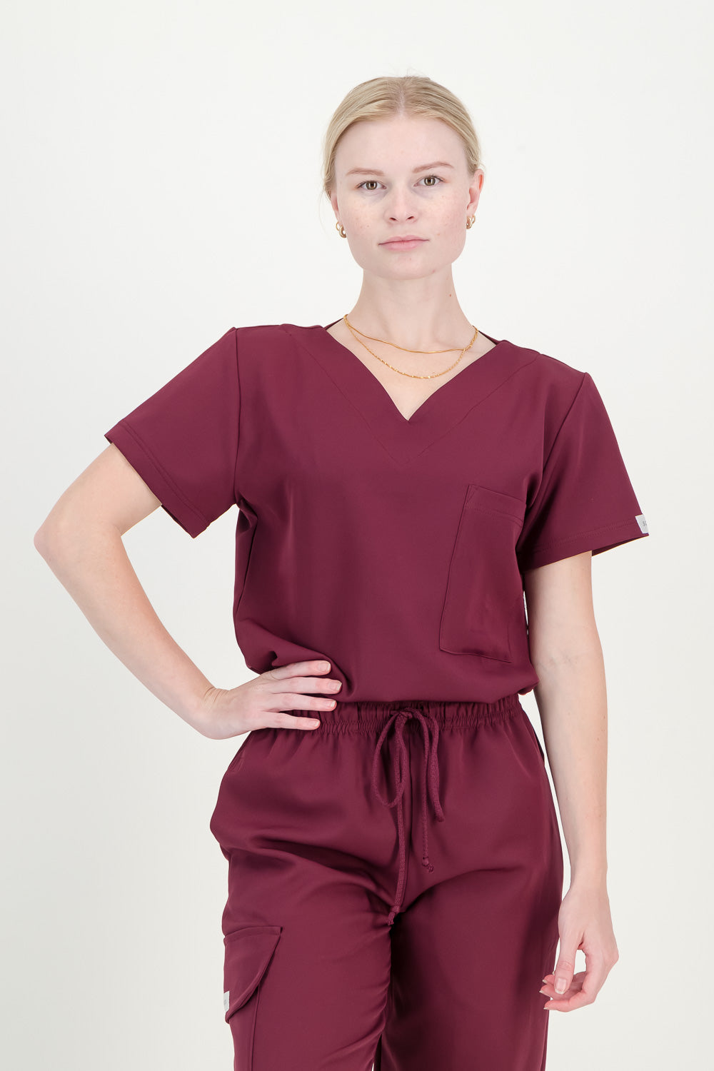 Women's Merlot Red Scrub Set