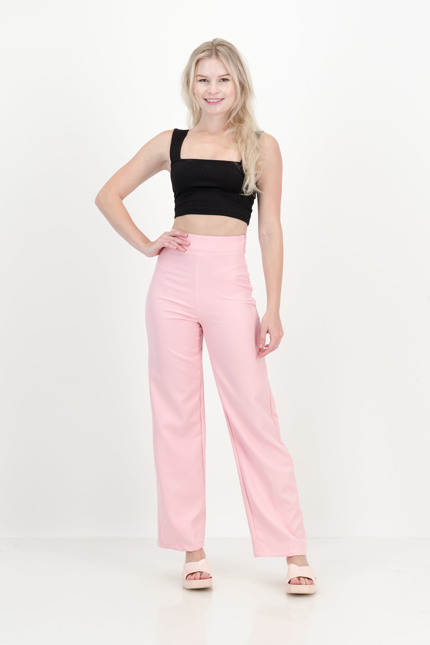 Women's Kyoto High Waist Trousers - Baby Pink