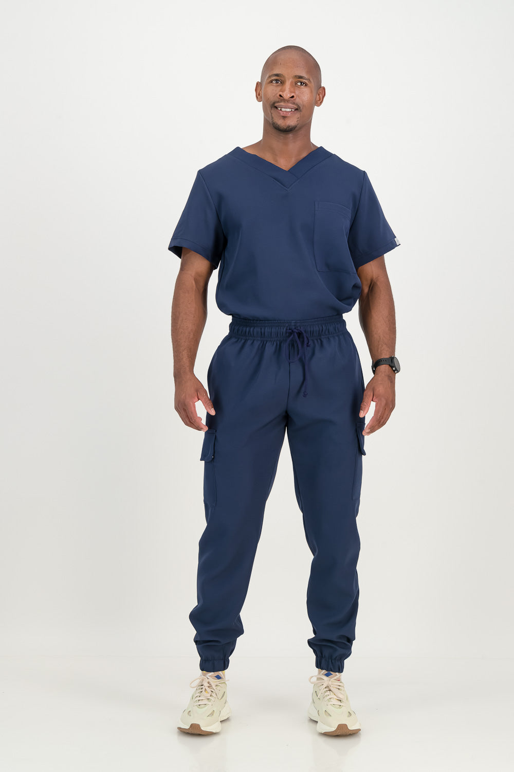 Men's Marine Blue Scrub Top - V-Neck