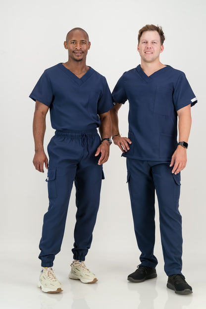 Men's Marine Blue Scrub Top - V-Neck