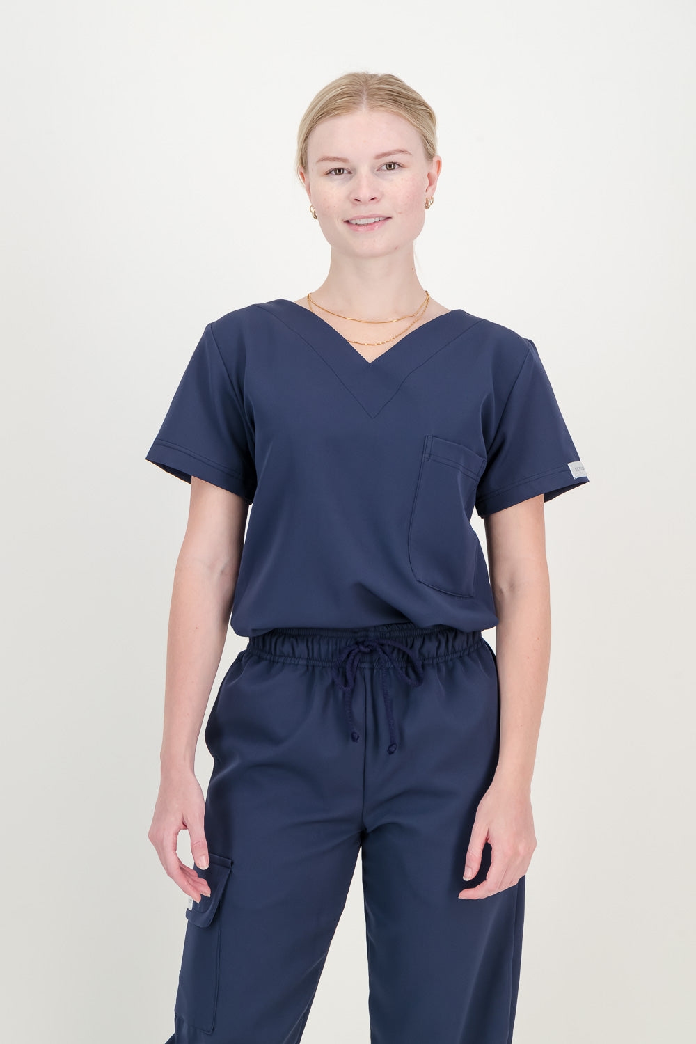 Women's Marine Blue Scrub Top - V-Neck