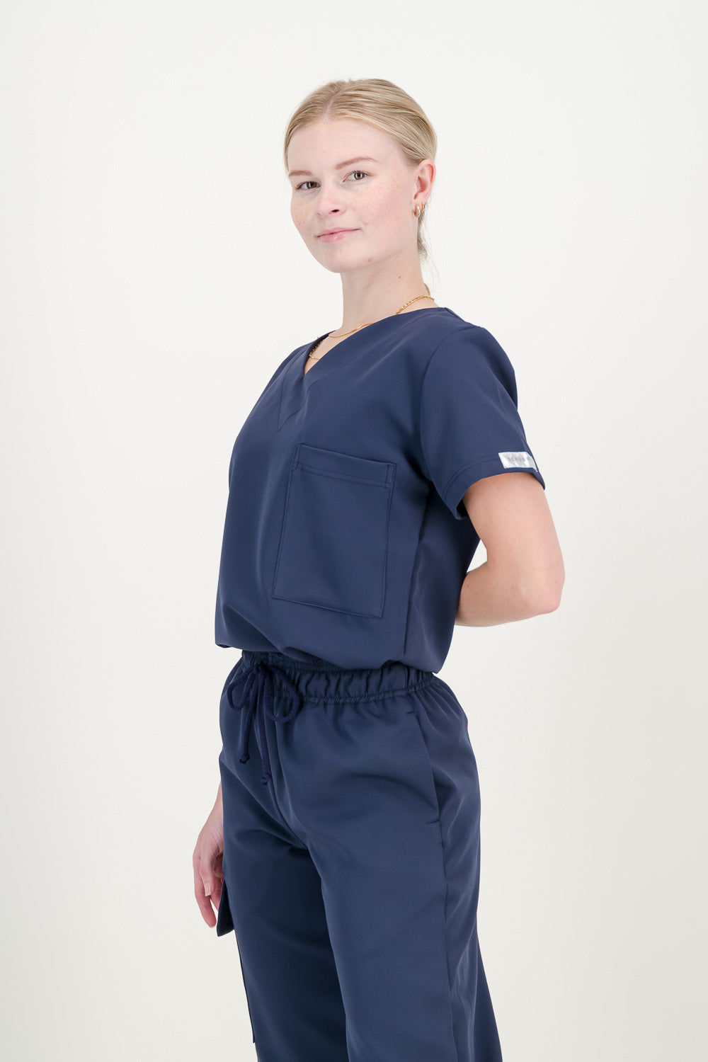 Women's Marine Blue Scrub Top - V-Neck