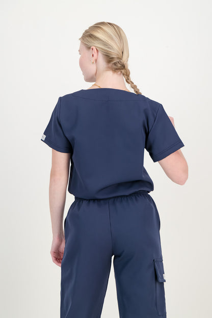 Women's Marine Blue Scrub Top - V-Neck