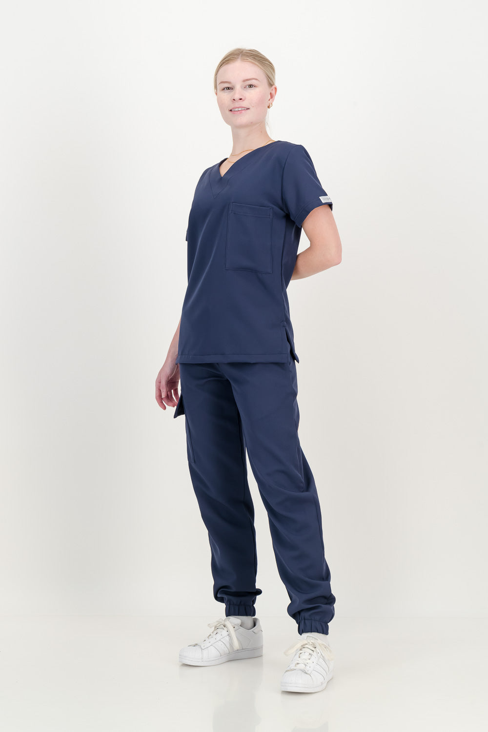 Women's Marine Blue Scrub Top - V-Neck