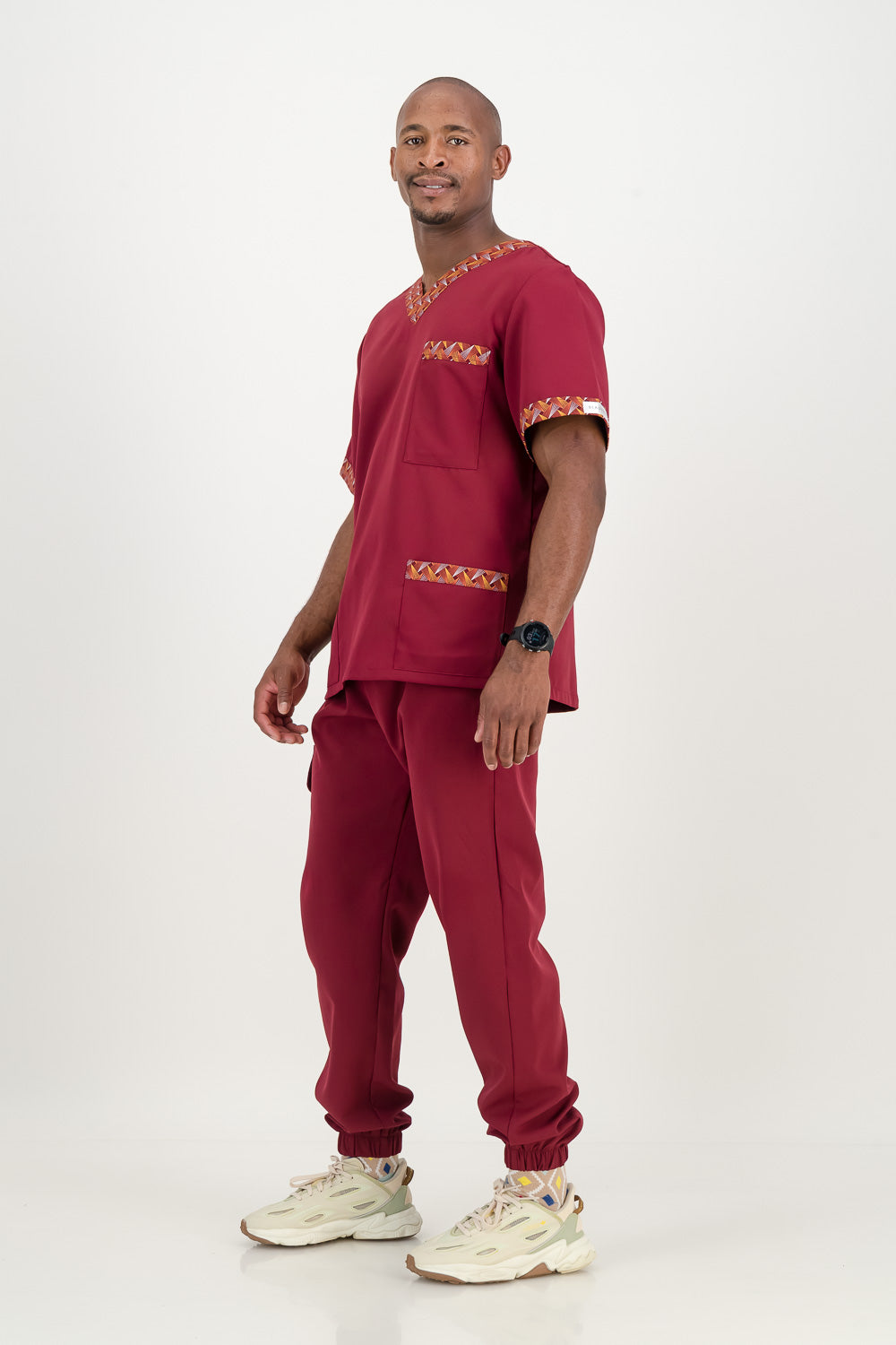 Men's Merlot Red Scrub Top - Ithemba Edition