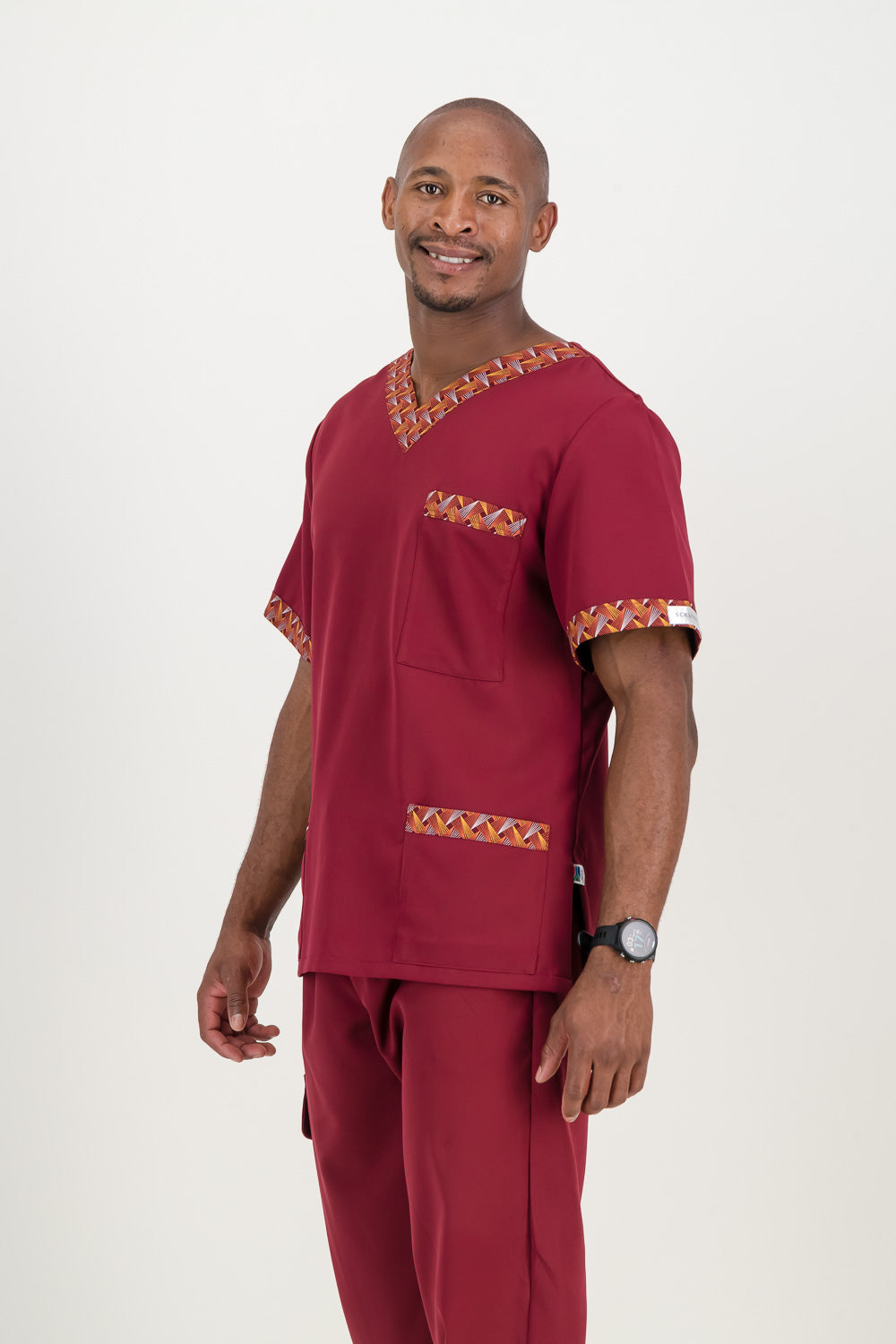 Men's Merlot Red Scrub Top - Ithemba Edition