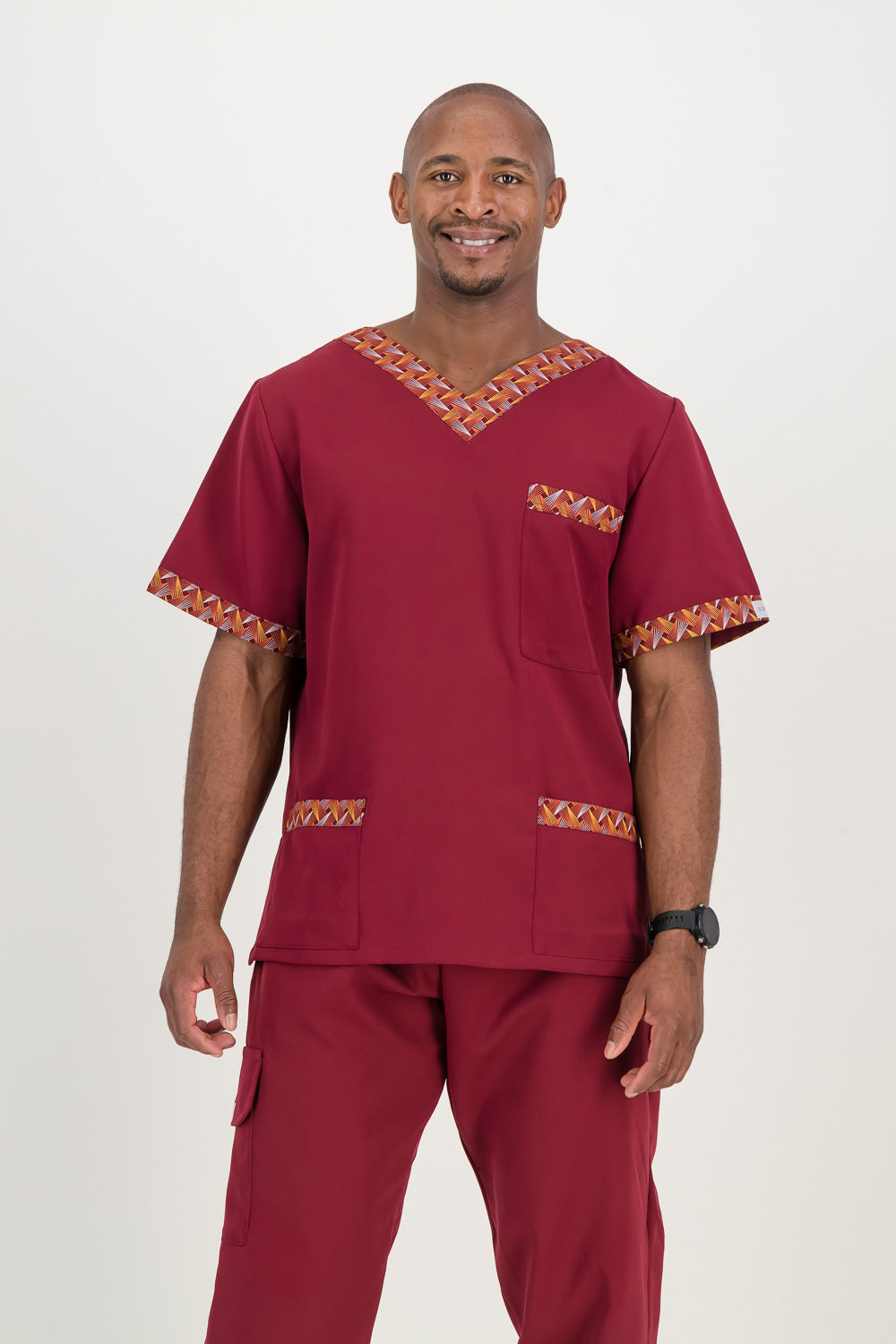 Men's Merlot Red Scrub Top - Ithemba Edition