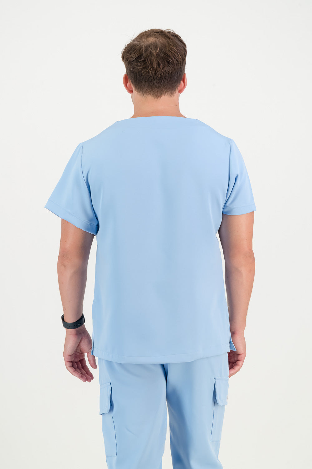 Men's Sky Blue Scrub Top - V-Neck