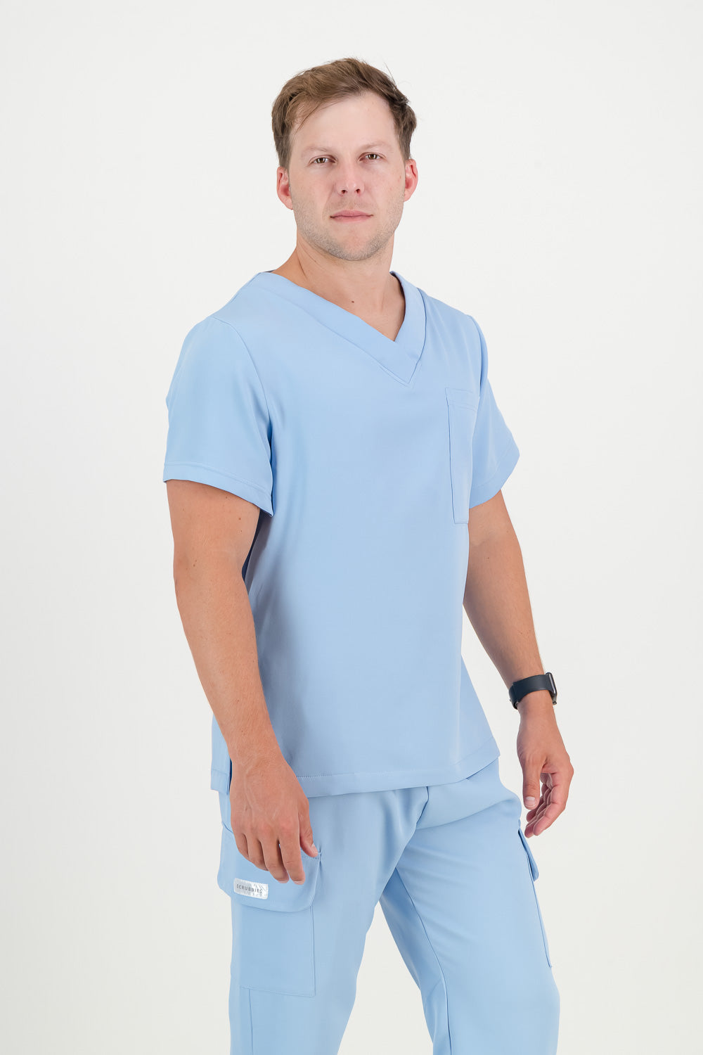 Men's Sky Blue Scrub Top - V-Neck