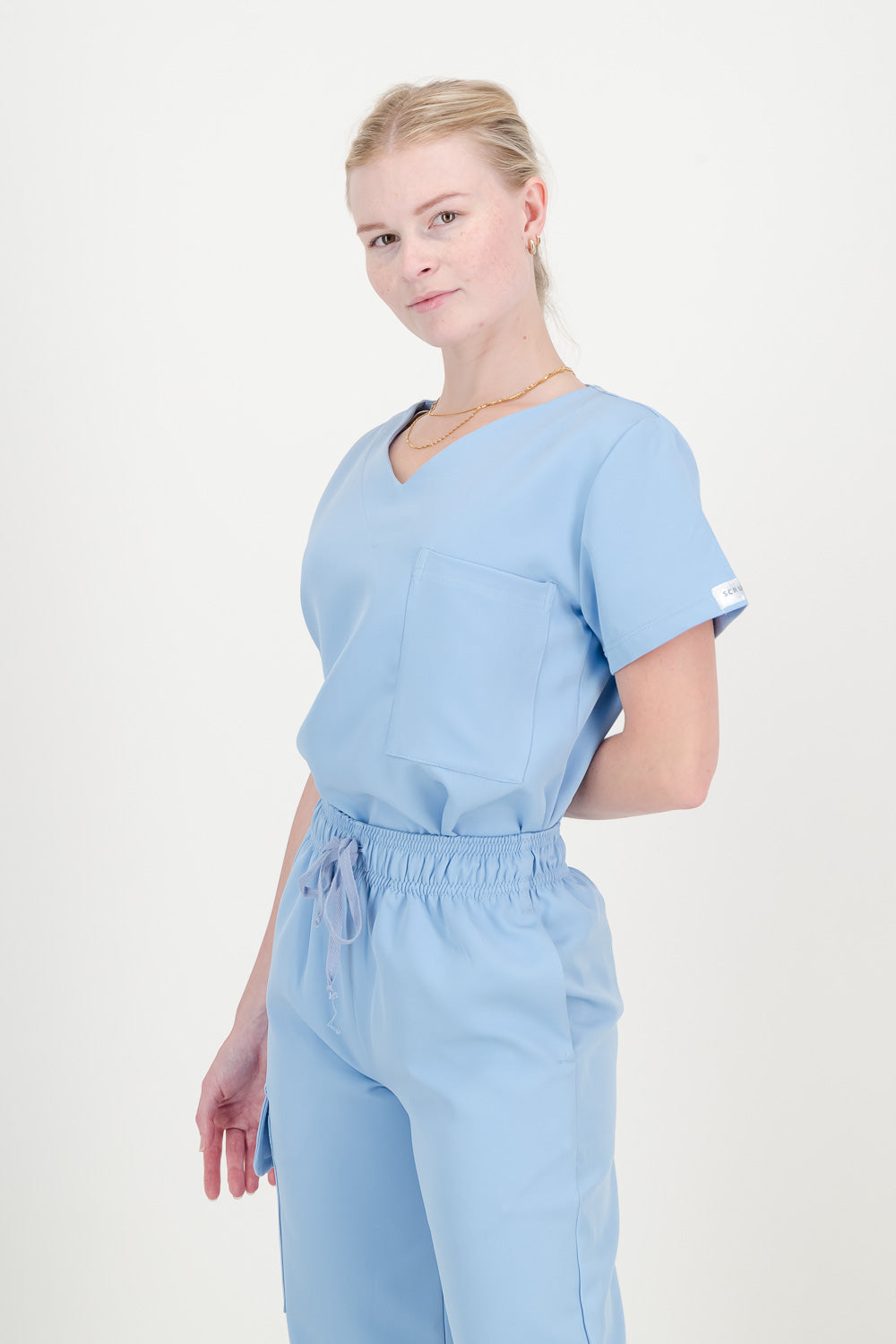 Women's Sky Blue Scrub Top - V-Neck