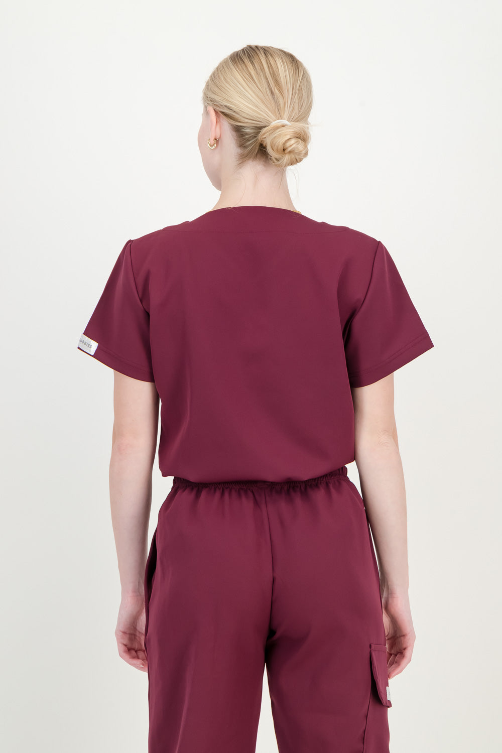 Women's Merlot Red Scrub Top - V-Neck