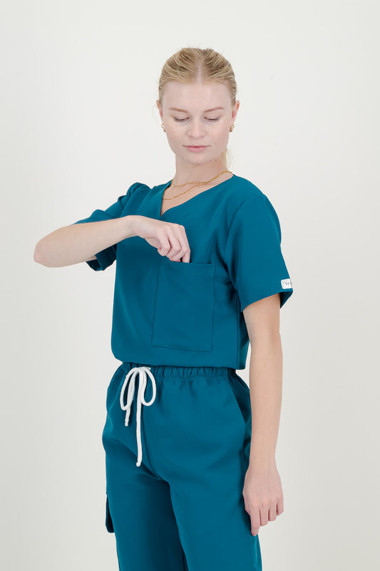 Women's Teal Scrub Top - V-Neck