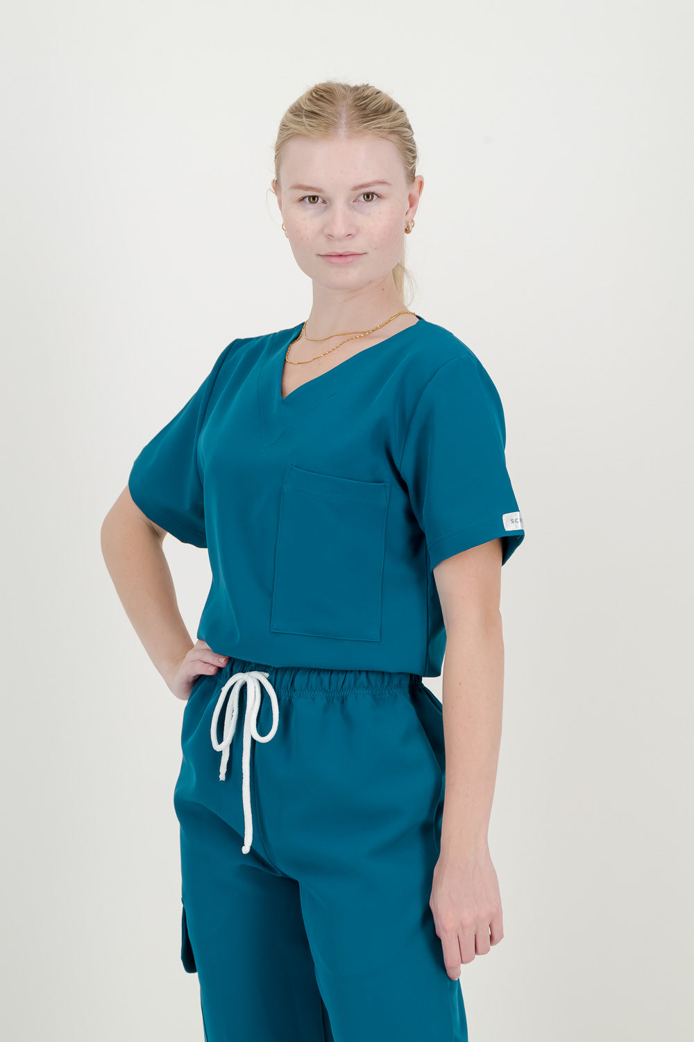 Women's Teal Scrub Top - V-Neck