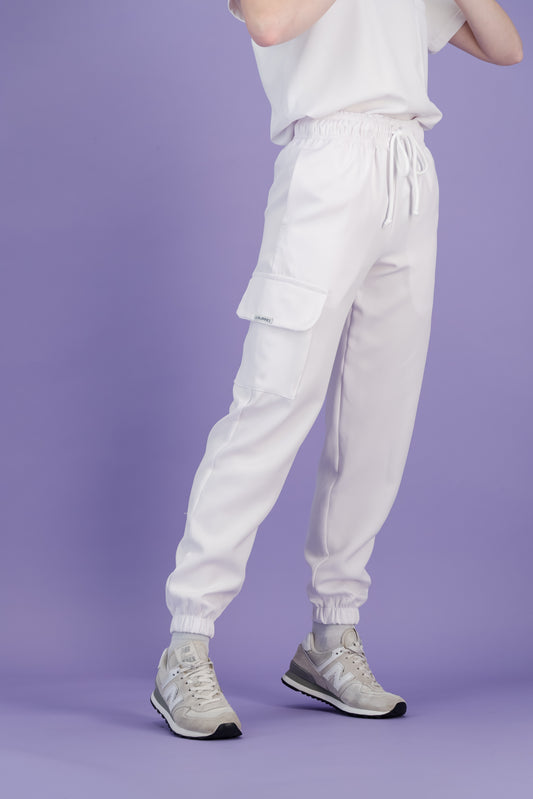 Women's Soft White Scrub Pants - Jogger Fit