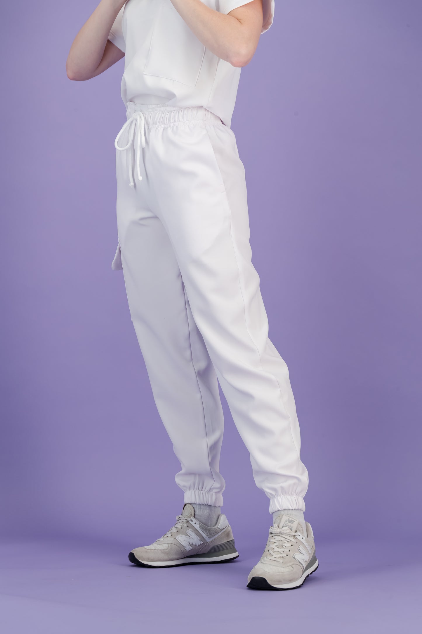 Women's Soft White Scrub Pants - Jogger Fit