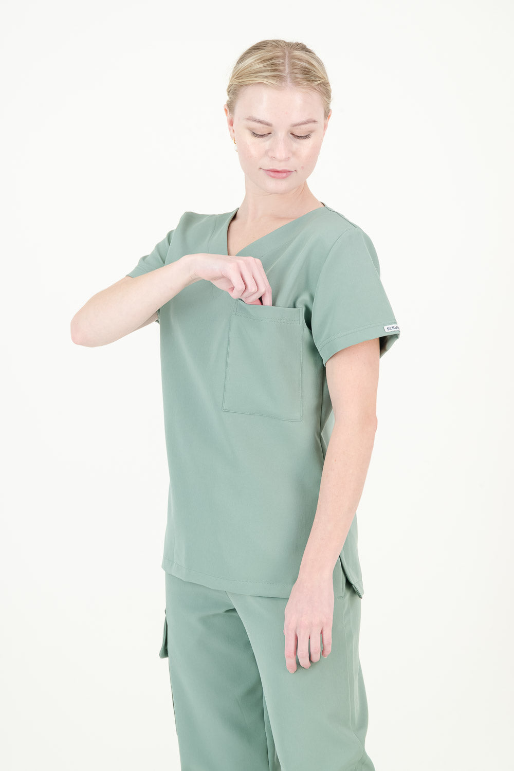 Women's Sage Green Scrub Top - V-Neck