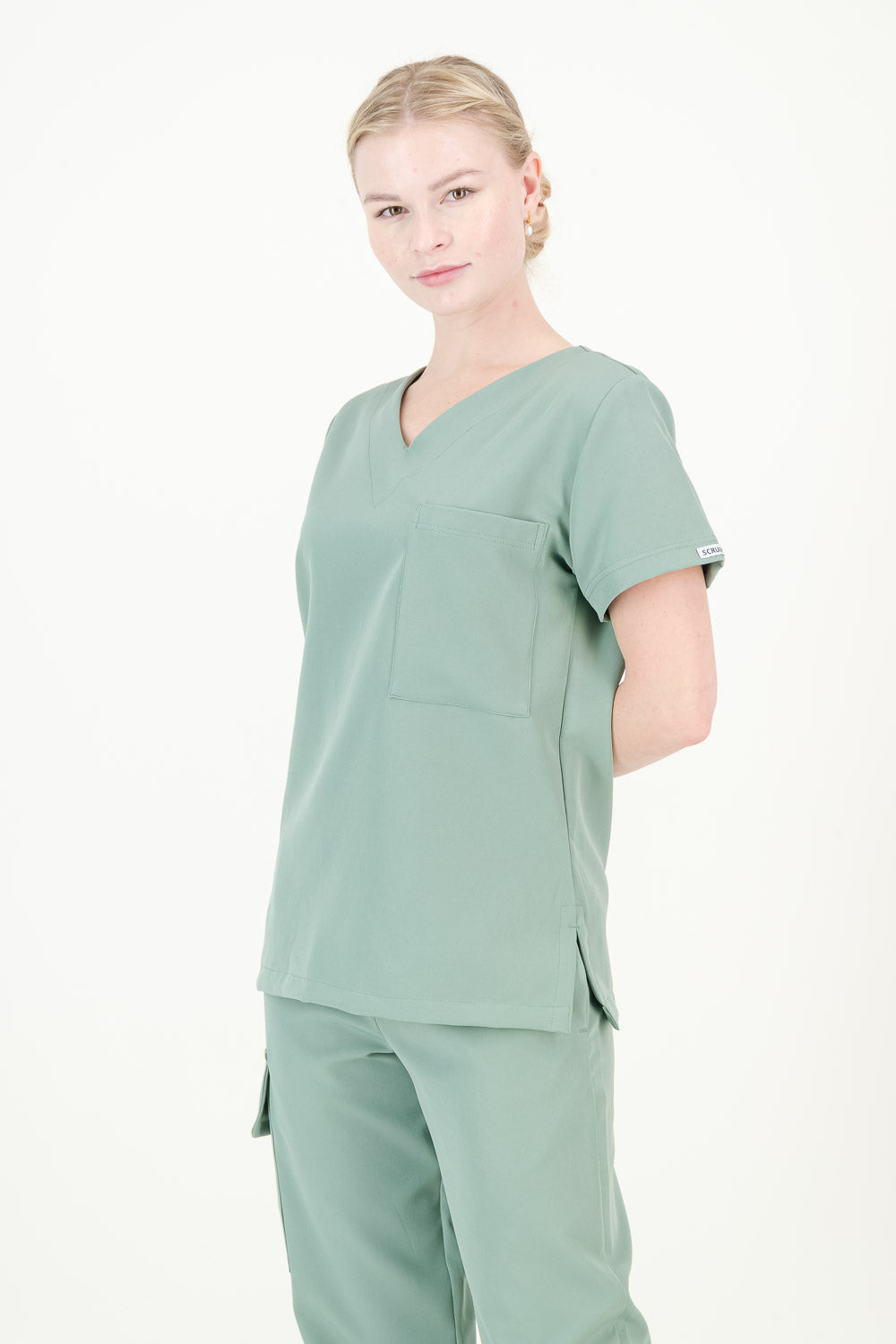 Women's Sage Green Scrub Top - V-Neck