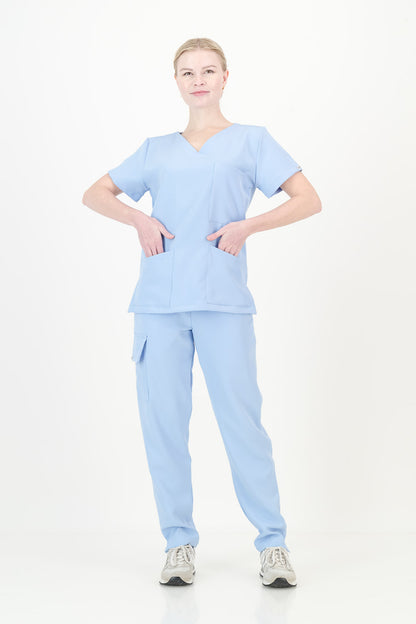 Women's Sky Blue Scrub Set