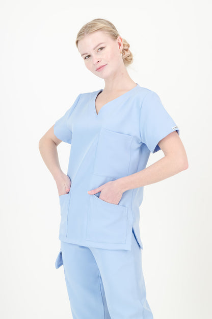 Women's Sky Blue Scrub Top - V-Neck