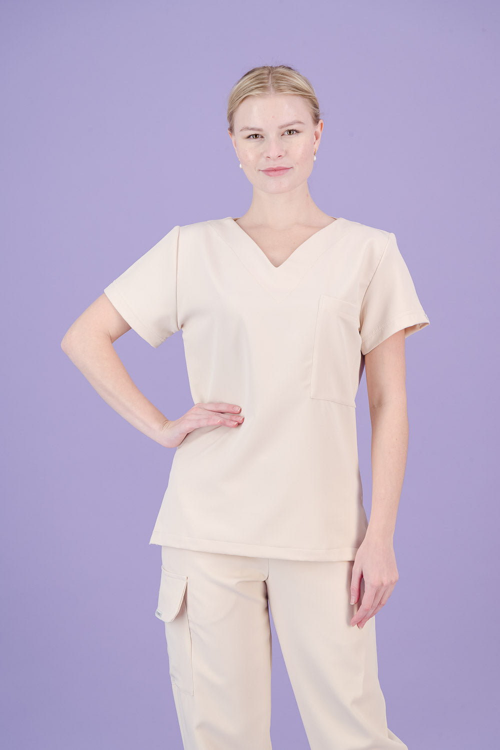 Women's Light Sand Scrub Top - V-Neck