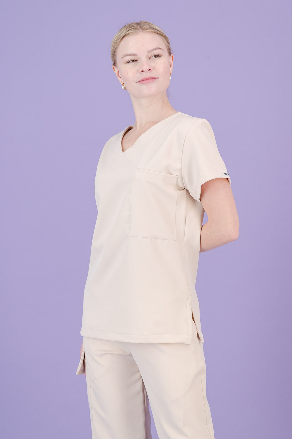 Women's Light Sand Scrub Top - V-Neck