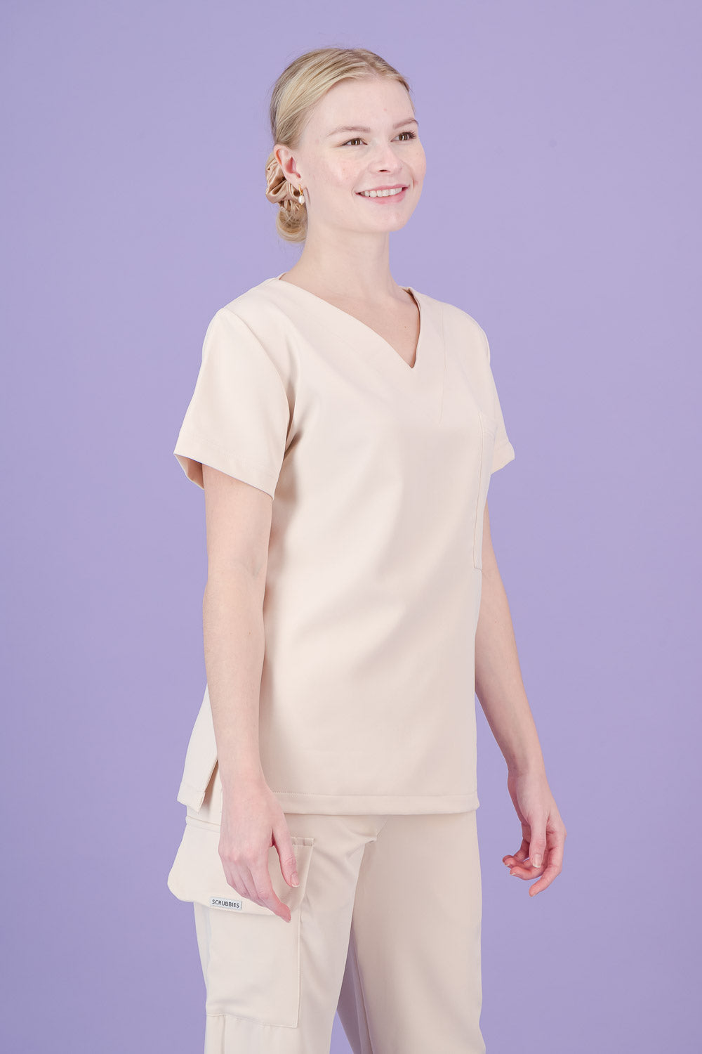 Women's Light Sand Scrub Top - V-Neck