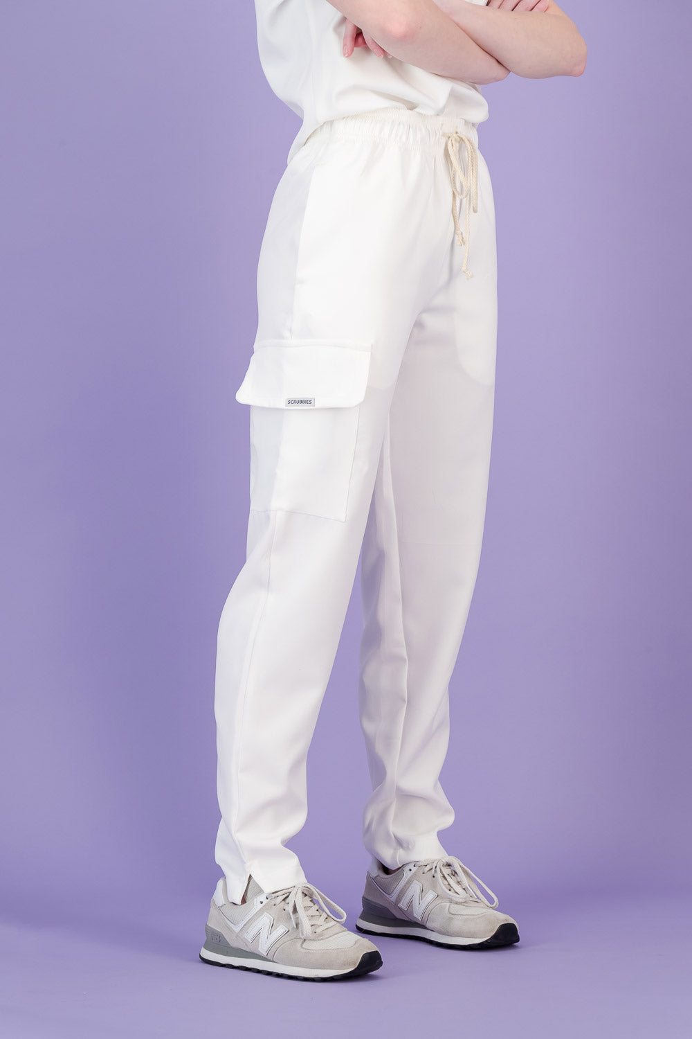 Women's Soft White Scrub Pants - Straight Fit