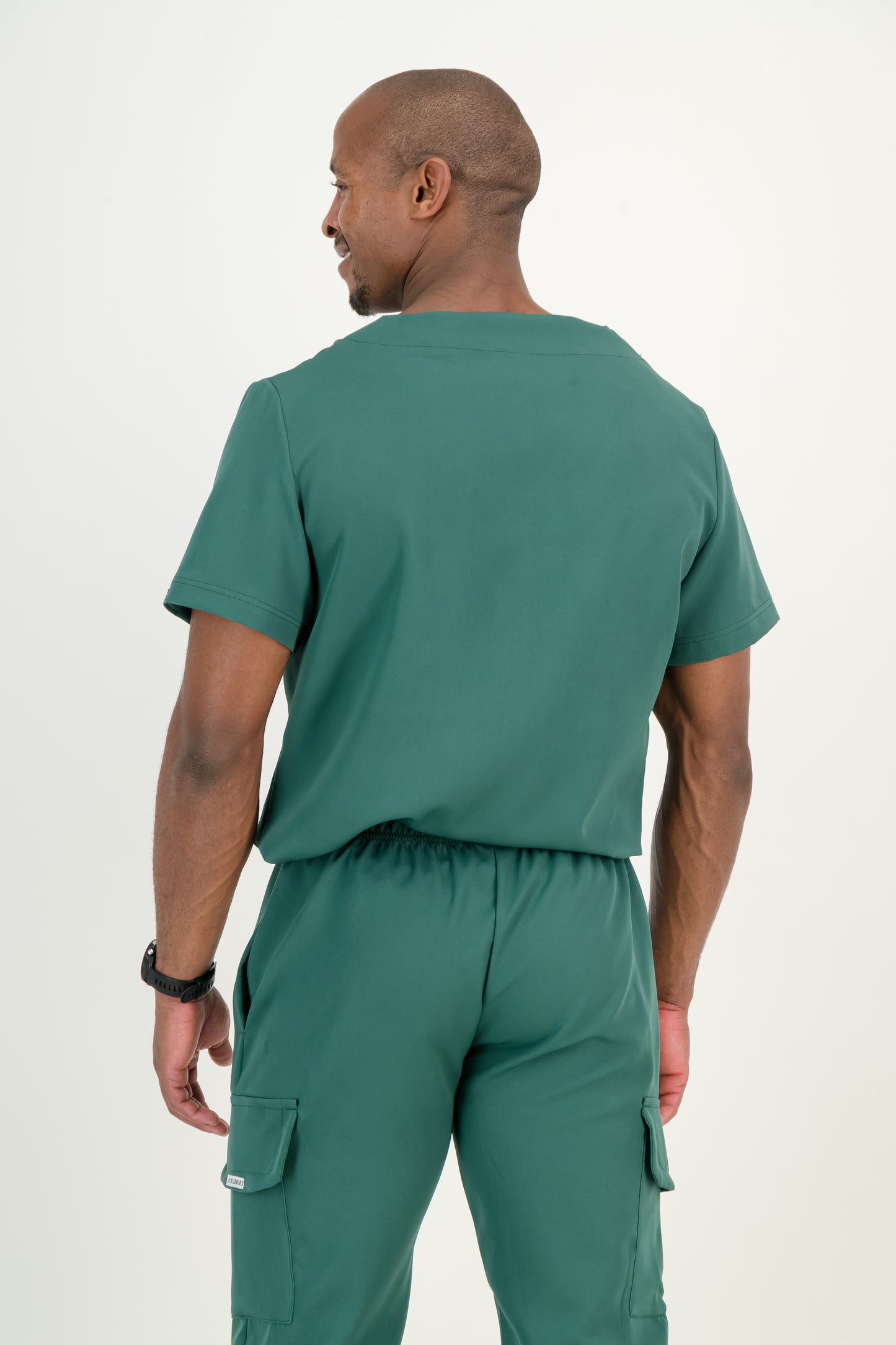 Men's Forest Green Scrub Top - V-Neck