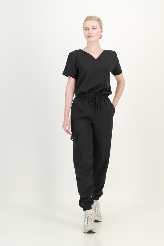 Women's Jet Black Scrub Set