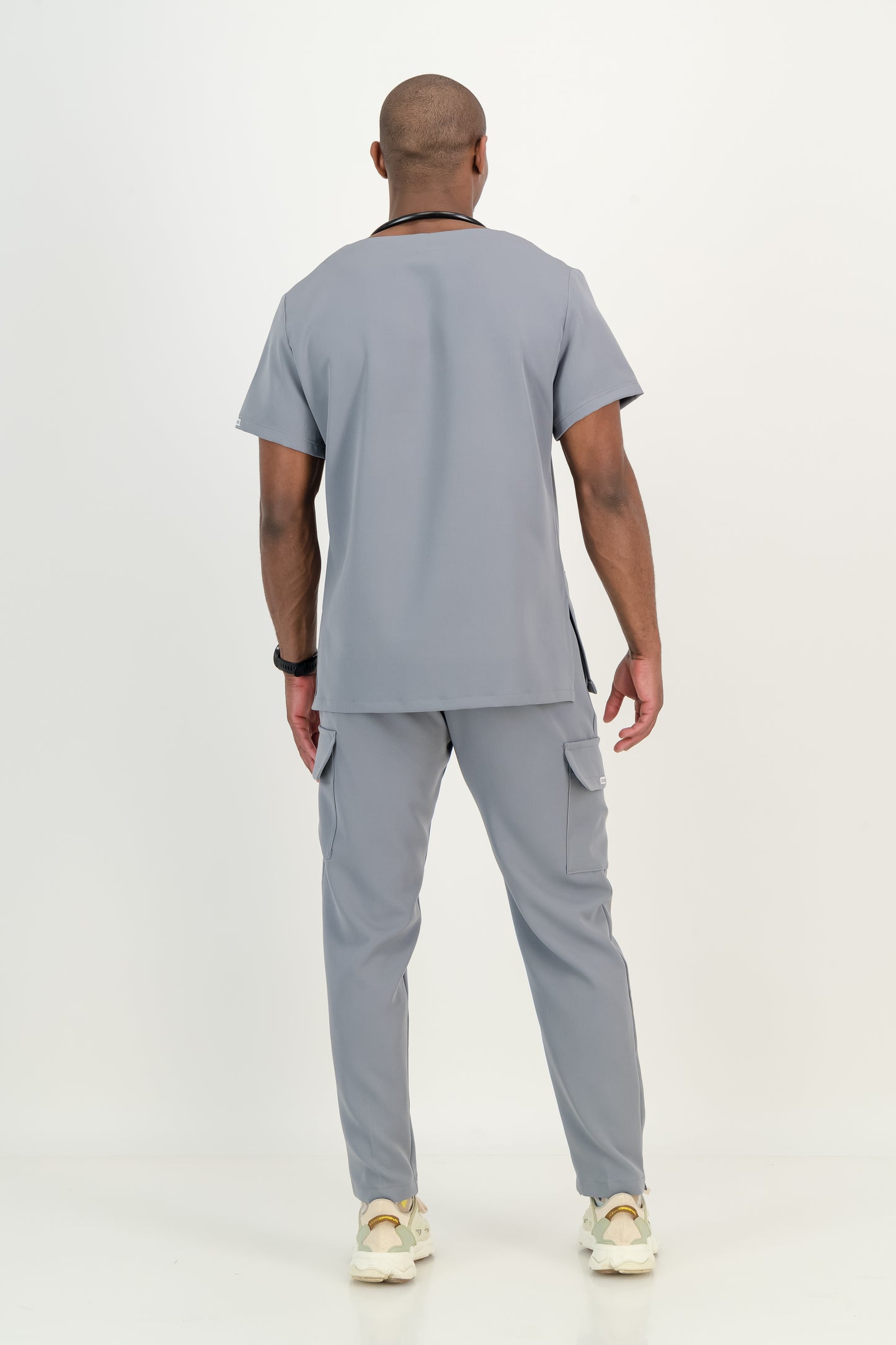 Men's Grey Scrub Top - V-Neck