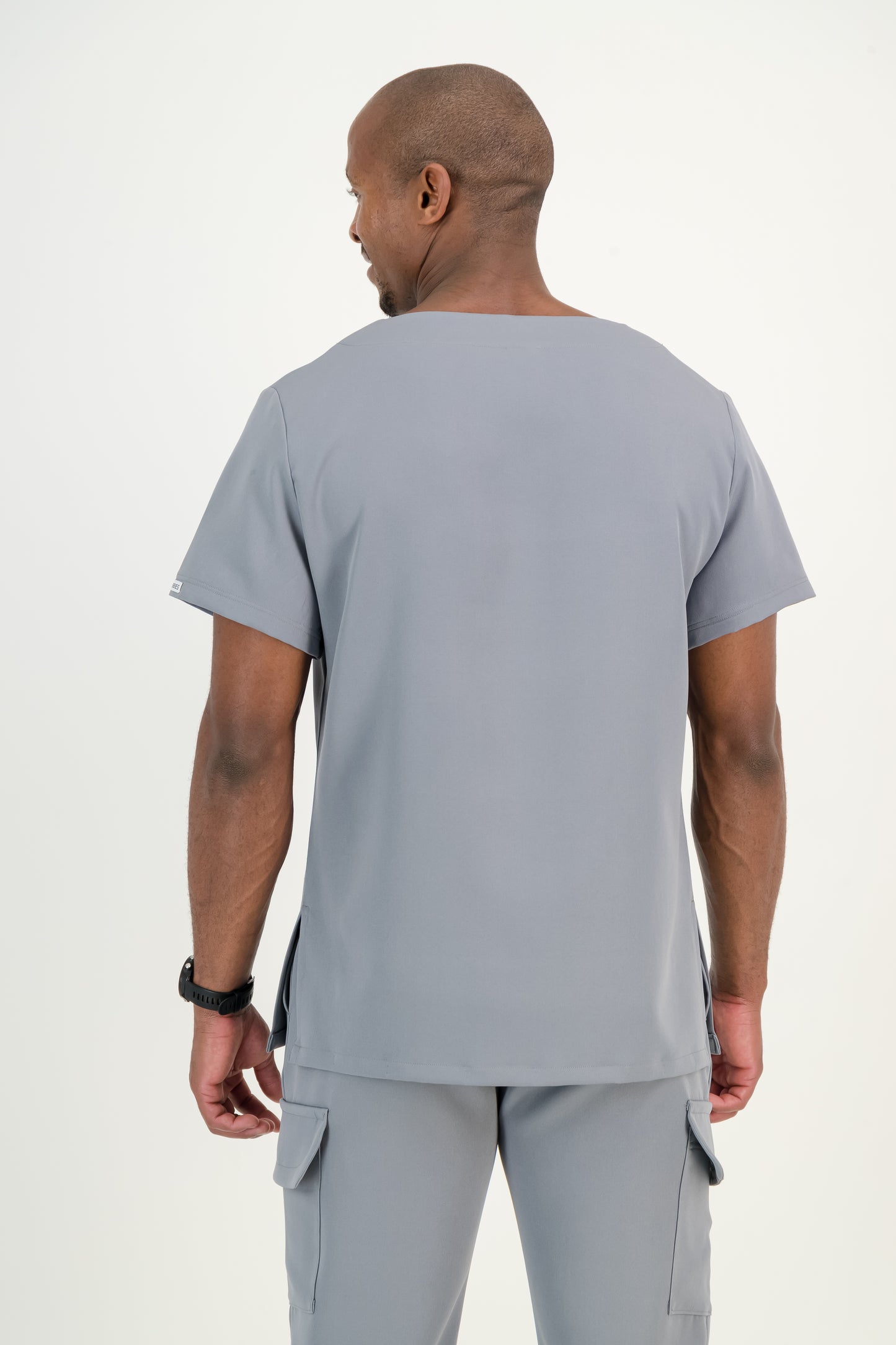 Men's Grey Scrub Top - V-Neck