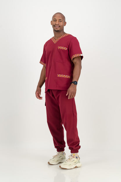 Men's Merlot Red Scrub Set - Ithemba Edition