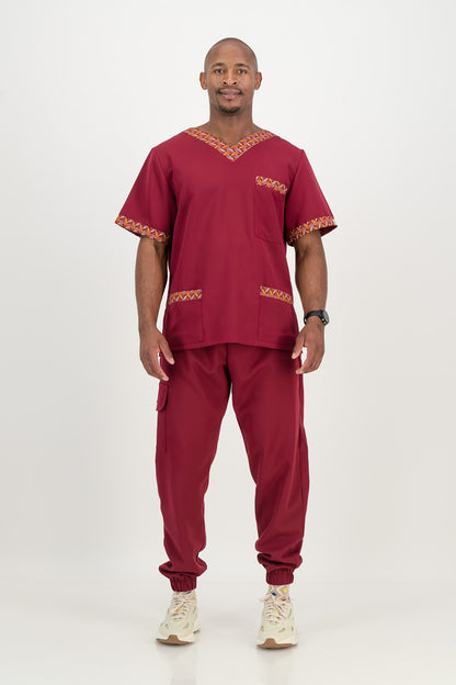Men's Merlot Red Scrub Set - Ithemba Edition