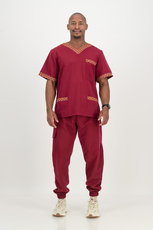 Men's Merlot Red Scrub Set - Ithemba Edition